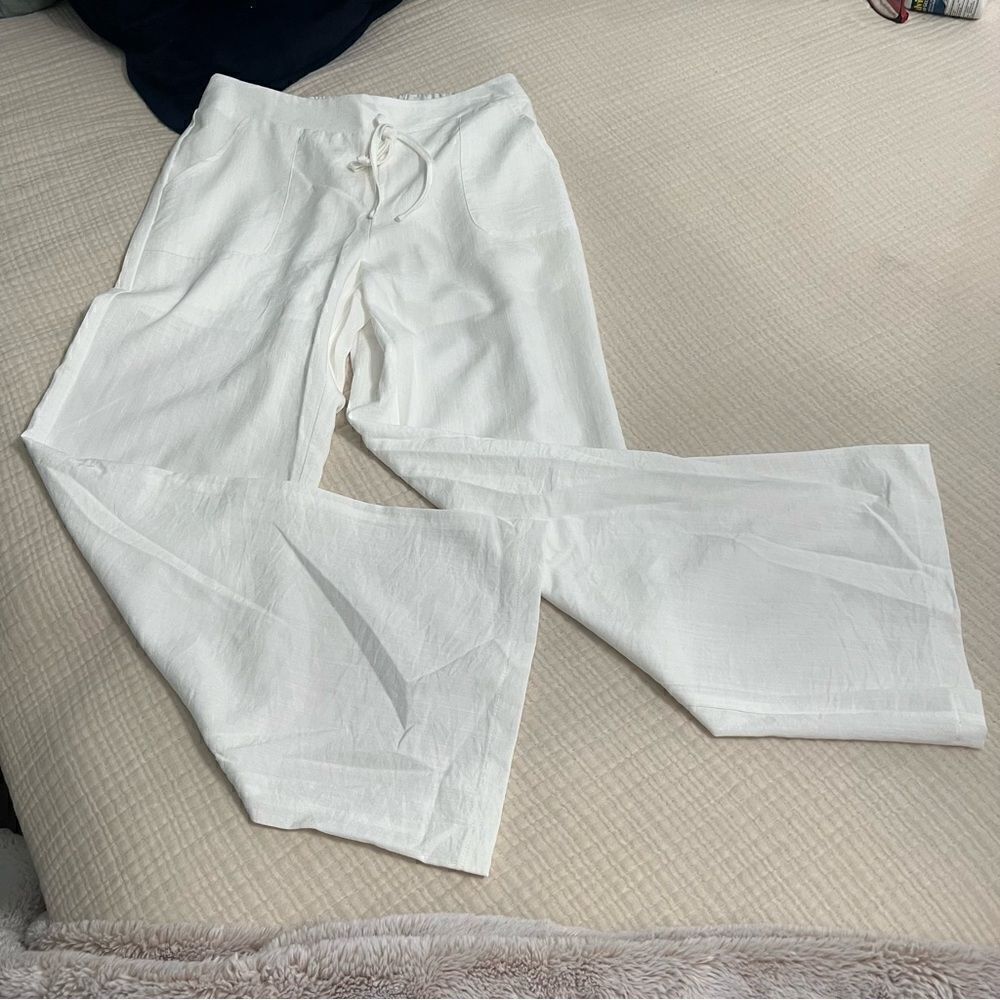 SHEIN Essence women’s relaxed fit casual wide leg pants w pockets& tie waist- S - Picture 9 of 14